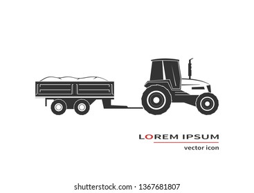 Tractor with trailer isolated on background. Vector illustration.