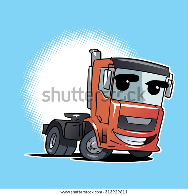 Tractor Trailer Truck Cartoon Character Stock Vector (Royalty Free ...