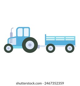 Tractor with trailer vector illustration. Simple and minimalistic icon of tractor with trailer