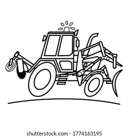 Tractor. Transport for utilities. Vector drawing.