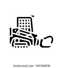 tractor for transportation wood timber glyph icon vector. tractor for transportation wood timber sign. isolated contour symbol black illustration