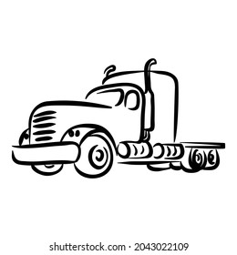 Tractor truck isolated line art