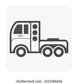 Tractor unit of trailer truck and cylinder tank bottle vector icon. That vehicle and fuel container for storage power energy i.e. cng, ngv. Natural gas fuel with methane, propane for transportation.