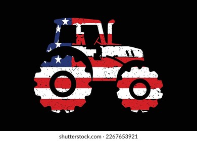 Tractor Con Diseño De Bandera De Estados Unidos