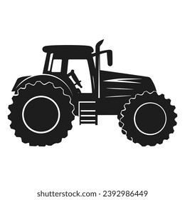 Un tractor Vector clipart negro aislado en un fondo blanco, Una silueta de tractor agrícola 