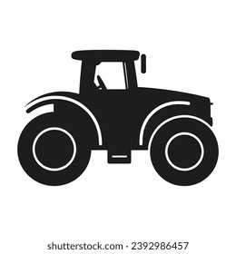Un tractor Vector clipart negro aislado en un fondo blanco, Una silueta de tractor agrícola 