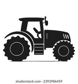 A tractor Vector black clipart isolated on a white background, A farm Tractor Silhouette 