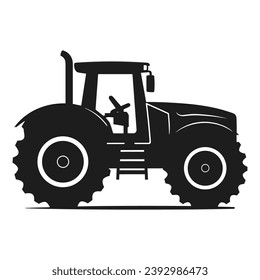 A tractor Vector black clipart isolated on a white background, A farm Tractor Silhouette 