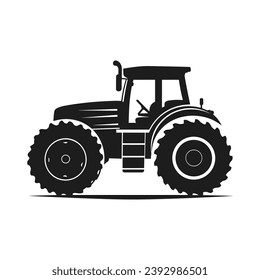 A tractor Vector black clipart isolated on a white background, A farm Tractor Silhouette 