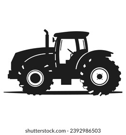 Un tractor Vector clipart negro aislado en un fondo blanco, Una silueta de tractor agrícola 