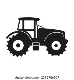 Ein Traktor, Vektorschwarz, Clip Kunst einzeln auf weißem Hintergrund, Ein Traktor, Silhouette 