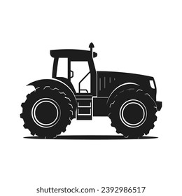 A tractor Vector black clipart isolated on a white background, A farm Tractor Silhouette 