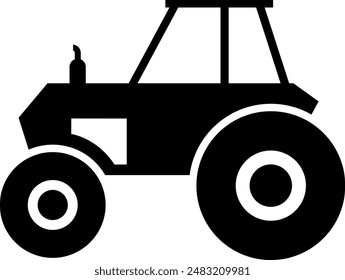 Ein Traktor Vektorgrafik schwarzer Clipart isoliert auf einem weißen Hintergrund, Ein Bauernhof Traktor Silhouette