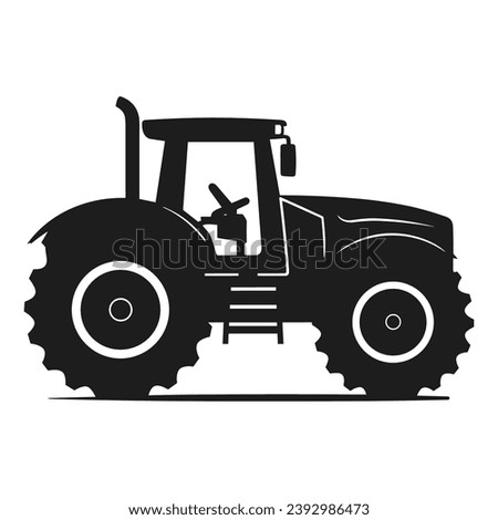 A tractor Vector black clipart isolated on a white background, A farm Tractor Silhouette 