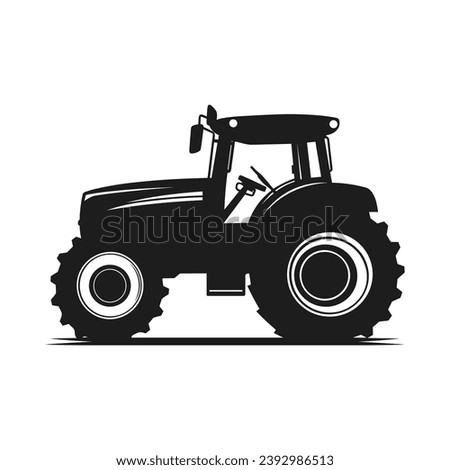 A tractor Vector black clipart isolated on a white background, A farm Tractor Silhouette 