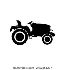 Tractor vector black icon. Logo of construction and agricultural machinery vector. Special equipment vector. Black simple bulldozer icon on white background. Vector illustration.