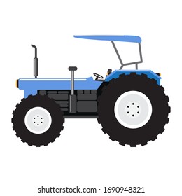 Color azul vector del tractor sobre fondo blanco.