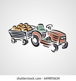 Tractor vector cartoon clipart