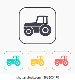 Tractor vector color icon set 