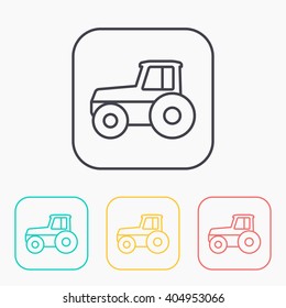 Tractor vector color icon set 