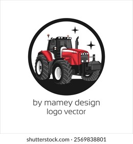 tractor vector design, rice plow, agricultural machinery, tractor logo, transportation, red farming tractor, illustration