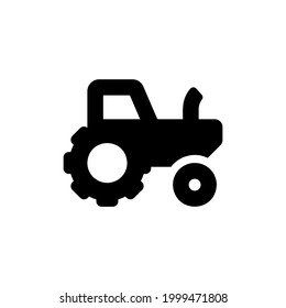 Icono del vector del tractor. Símbolo negro de la máquina tractor agrícola aislado Ilustración vectorial EPS 10