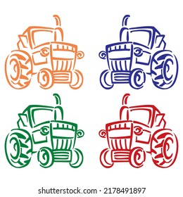 Tractor Vector Icon Or Logo Isolated On A White Background
