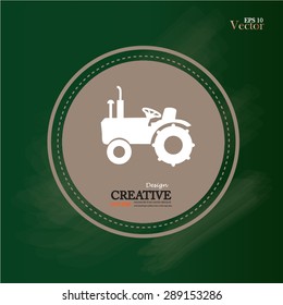 Tractor vector icon on chalkboard.tractor.vector illustration.
