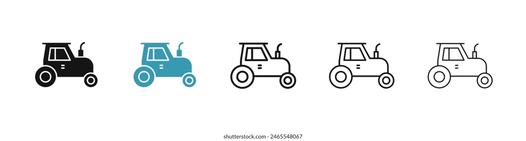 Tractor vector icon set. agriculture field, equipment sign. farmer tractor machine sign. farmland tractor machinery icon for UI designs.