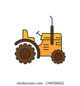 Tractor vector icon symbol harvest tool isolated on white background