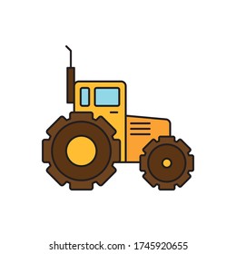 Herramienta de recolección del símbolo del icono del vector del tractor aislado en fondo blanco