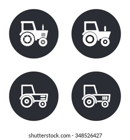 Tractor  - vector icon in white  on a black background.
