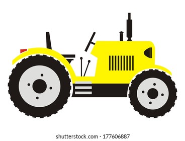 Tractor, vector icon, yellow illustration