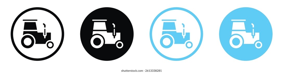 Tractor vector icons in black and blue colors