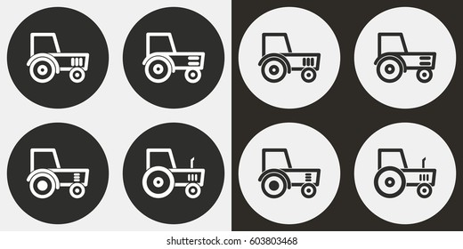 Tractor vector icons set. Illustration isolated for graphic and web design.