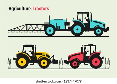 Tractor vector illustration. Agricultural machinery.