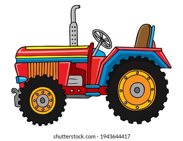 ilustración del vector tractor,
aislado en fondo blanco.vista superior