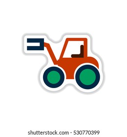 Tractor Vector illustration in paper sticker style agriculture Tractor