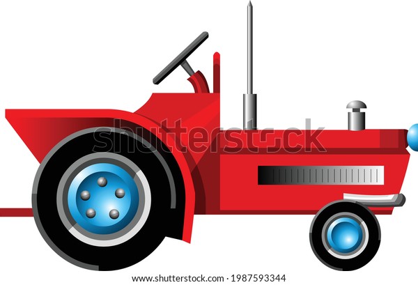 Tractor Vector Illustration Red Tractor Flat Stock Vector (Royalty Free ...