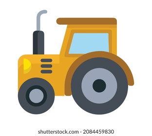 Tractor. Vector illustration of a yellow tractor in a flat style isolated on white background. Heavy agricultural machinery for field work