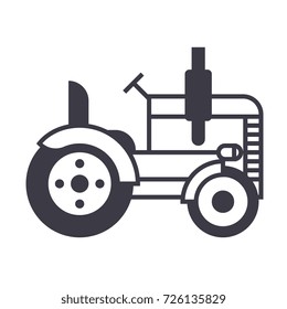 tractor vector line icon, sign, illustration on background, editable strokes