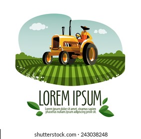 tractor vector logo design template. harvest or farm icon.