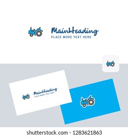 Tractor vector logotype with business card template. Elegant corporate identity. - Vector