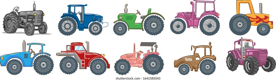 Tractor vector set collection graphic clipart design