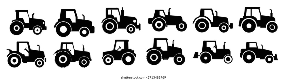 Ilustración de la silueta del Vector del tractor. Vector