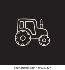 Tractor vector sketch icon isolated on background. Hand drawn Tractor icon. Tractor sketch icon for infographic, website or app.