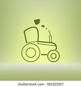 Tractor vector sketch icon isolated. Hand drawn tractor icon. Sketch icon for infographic, website or app.