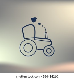 Tractor vector sketch icon isolated. Hand drawn tractor icon. Sketch icon for website or app