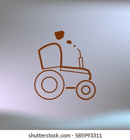 Tractor vector sketch icon isolated. Hand drawn tractor icon. Sketch icon for website or app
