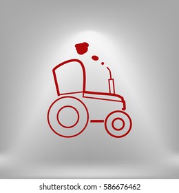 Tractor vector sketch icon isolated. Hand drawn tractor icon. Sketch icon for website or app